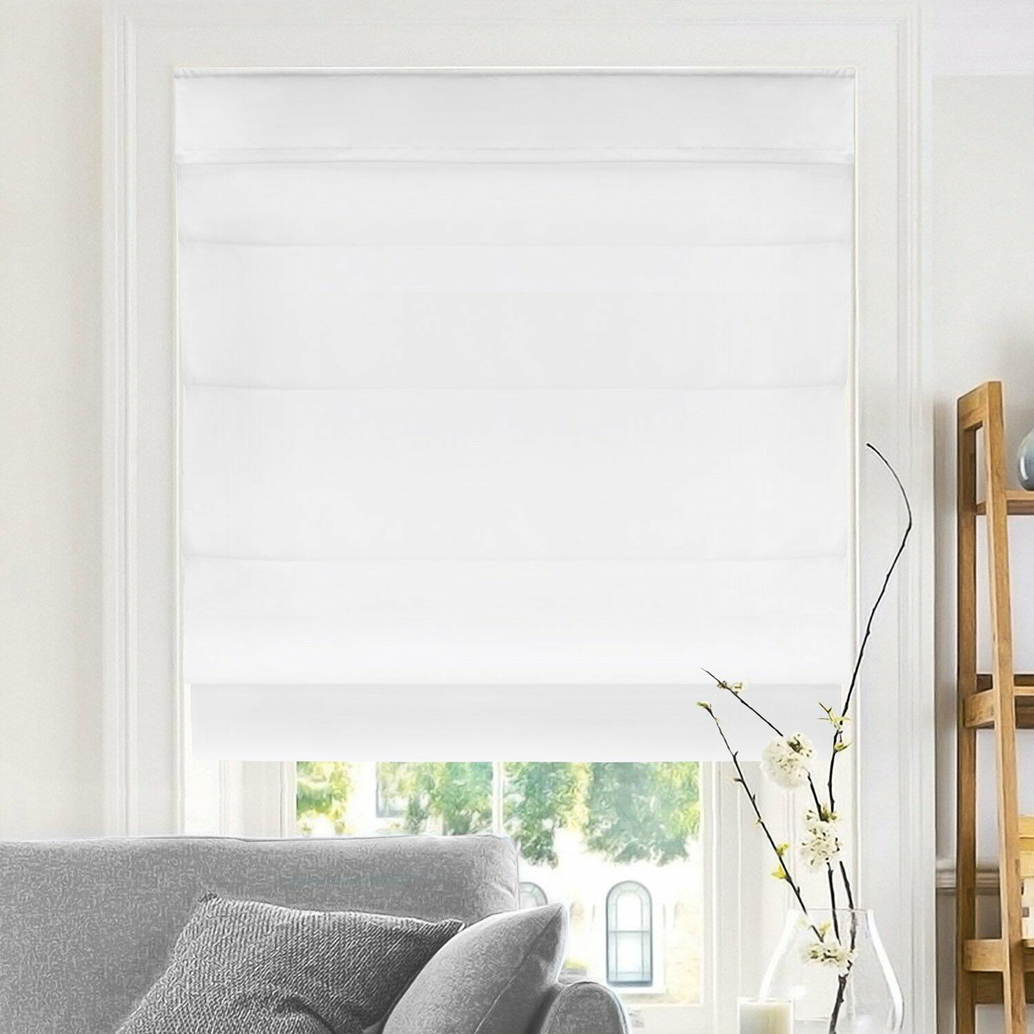 CHICOLOGY Roman Shades for Windows , Window Treatments , Roman Window Shades , Room Darkening Shades , 31"W X 64"H , Belgian Snow (Privacy & Light Filtering)