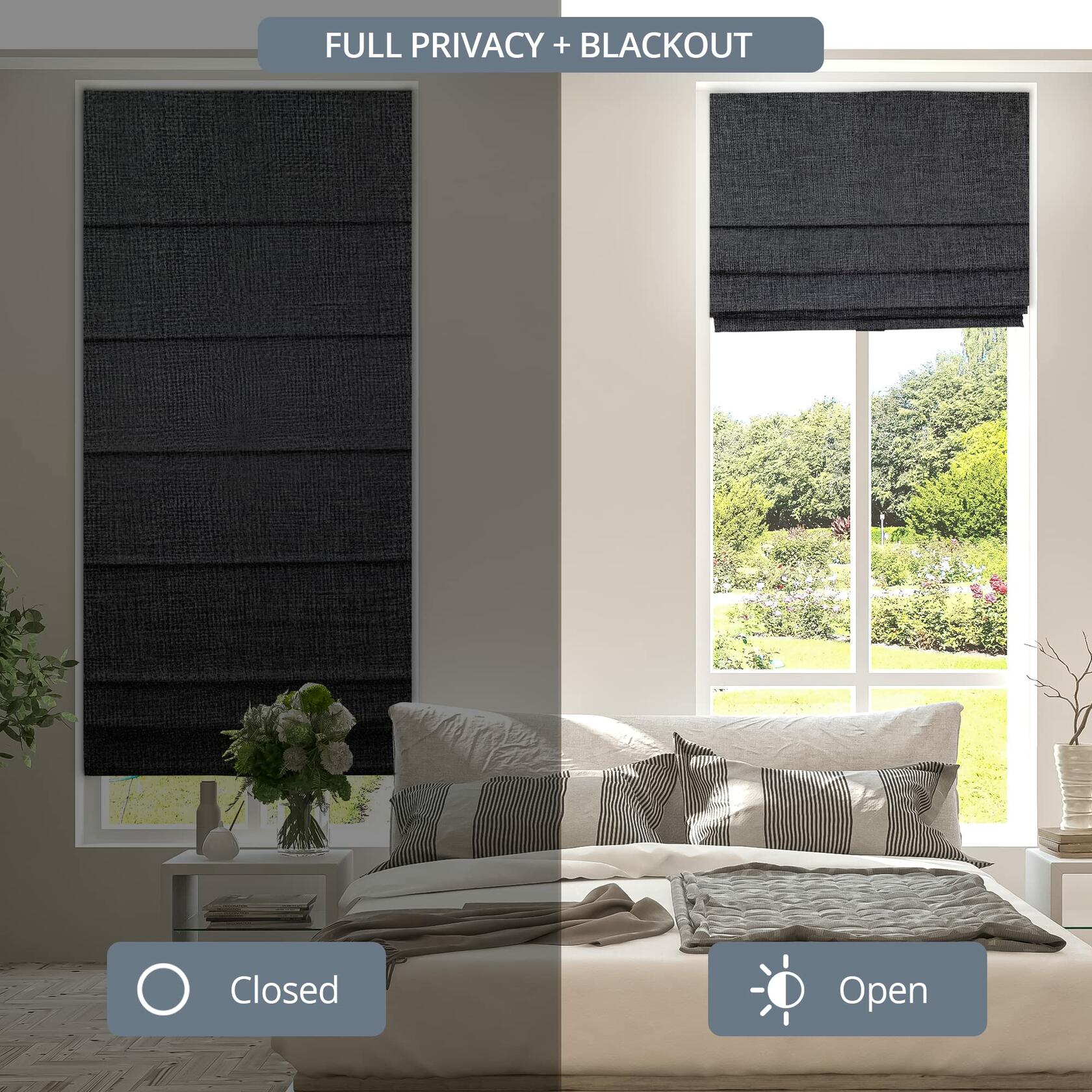 CHICOLOGY Roman Shades for Windows, Roman Window Shades, Roman Shades, Window Treatments, Window Shades for Home, Window Shade, Lexington Pebble (Blackout), 29" W X 72" H