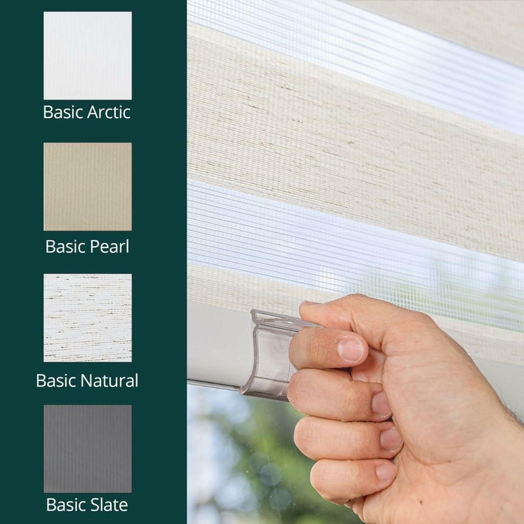 CHICOLOGY Zebra Blinds, Roller Window Shades, Blinds for Windows, Roller Shades for Windows, Window Shades for Home, Window Shades, Pull Down Shades for Windows, 21" W X 72" H, Basic Natural
