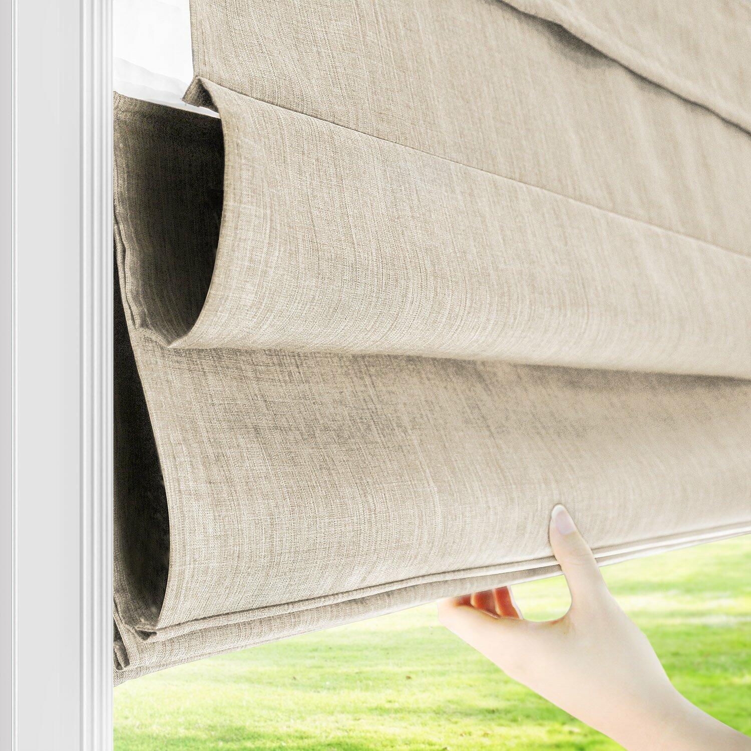 CHICOLOGY Roman Shades for Windows , Window Treatments , Roman Shades , Roman Window Shades , Room Darkening Shades , Window Shades , 34"W X 64"H , Belgian Flax (Privacy & Light Filtering)