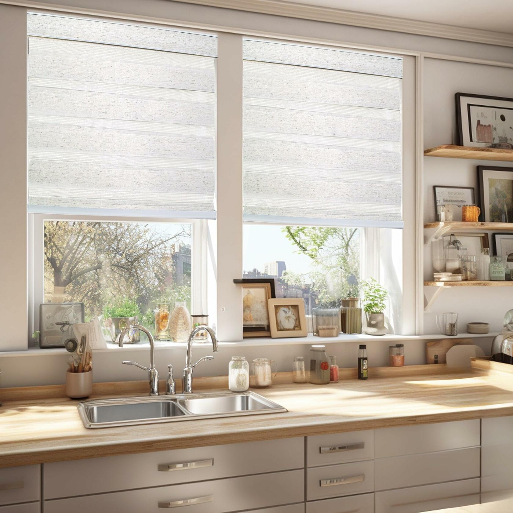 CHICOLOGY Zebra Blinds, Roller Window Shades, Blinds for Windows, Roller Shades for Windows, Window Shades for Home, Window Shades, Pull Down Shades for Windows, 21" W X 72" H, Basic Natural