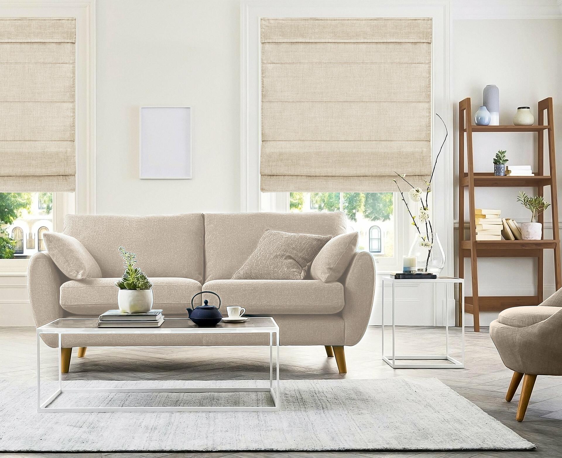 CHICOLOGY Roman Shades for Windows , Window Treatments , Roman Shades , Roman Window Shades , Room Darkening Shades , Window Shades , 34"W X 64"H , Belgian Flax (Privacy & Light Filtering)
