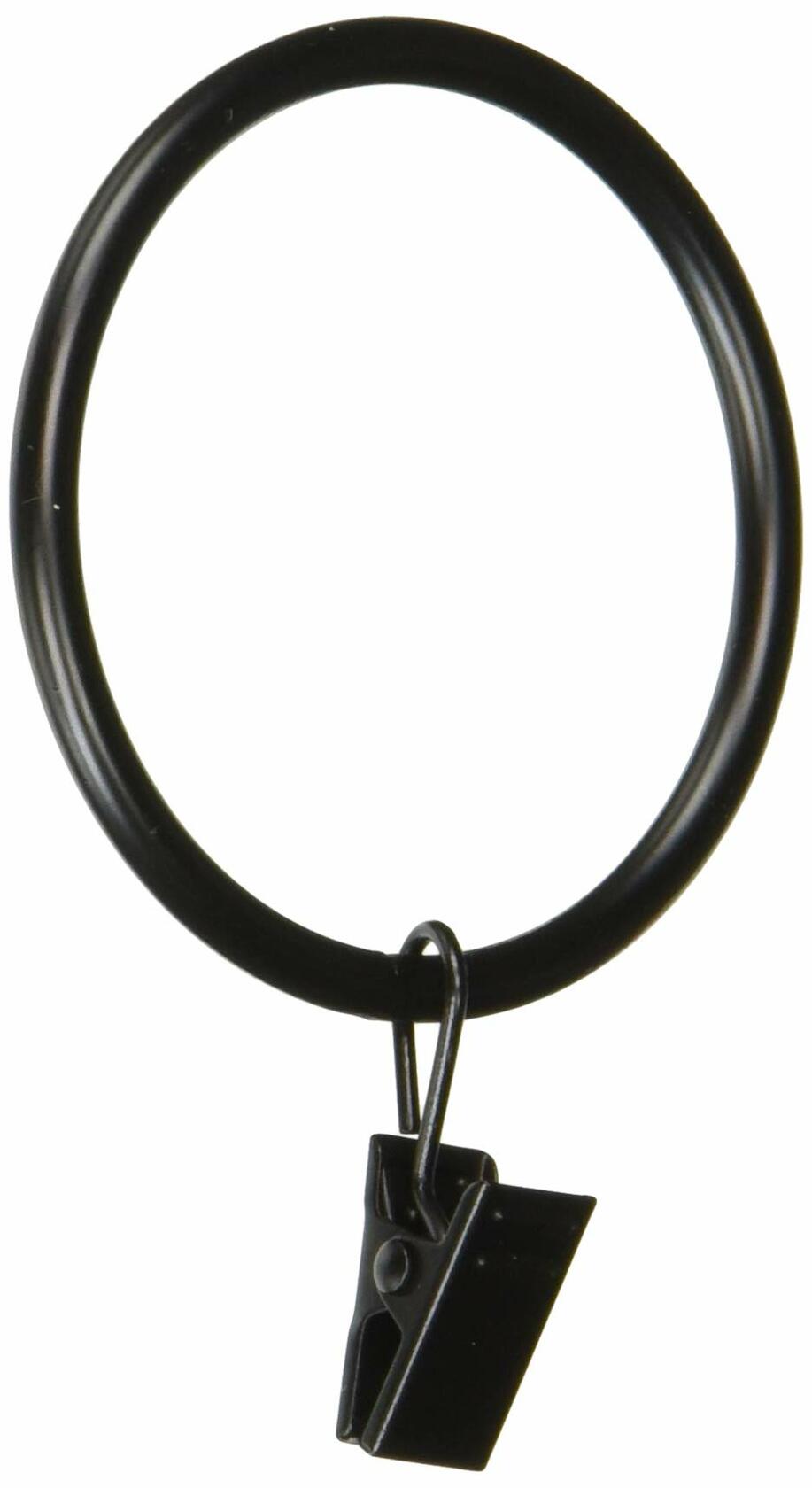 Rod Desyne 2 inch Curtain Rings w/Clip, Black