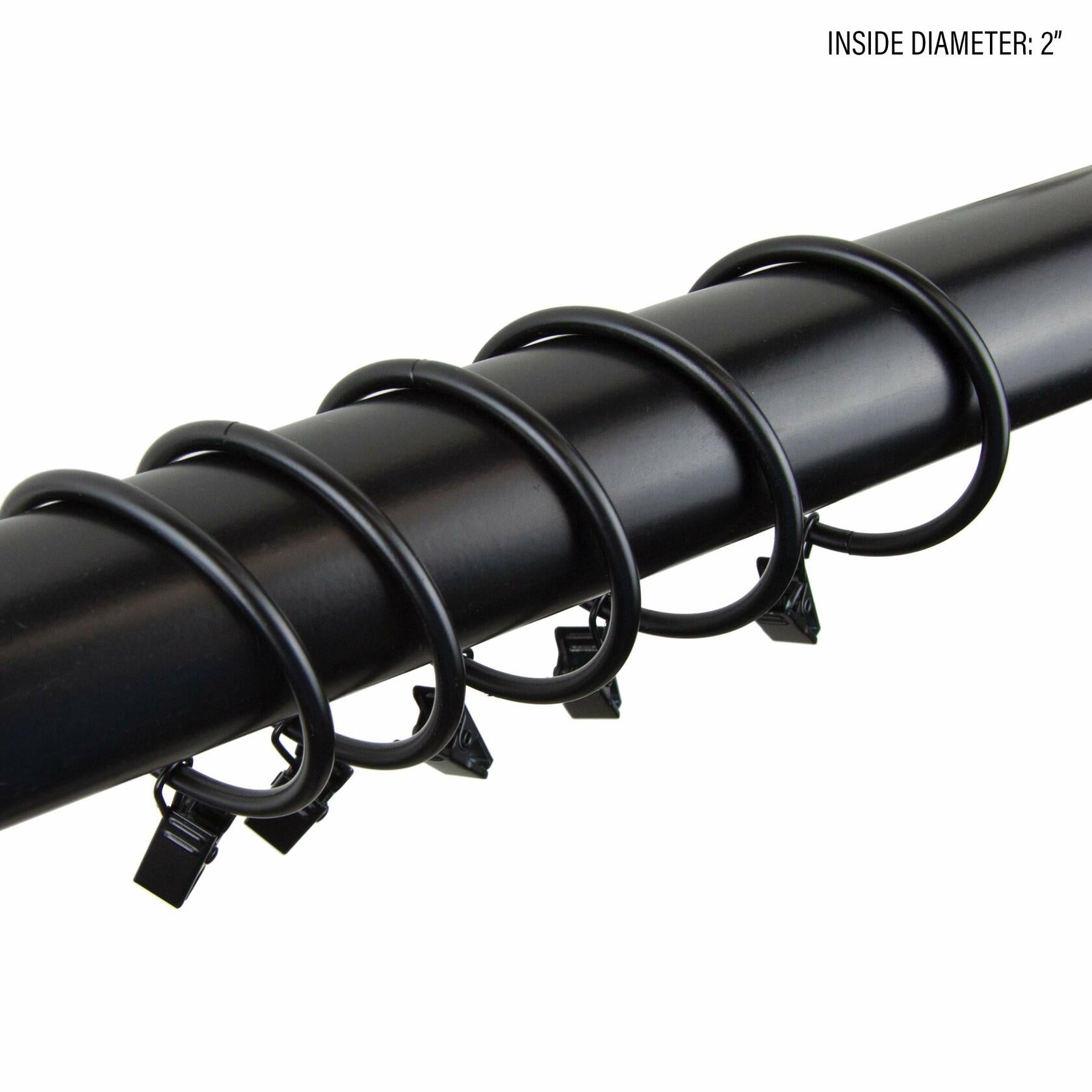 Rod Desyne 2 inch Curtain Rings w/Clip, Black