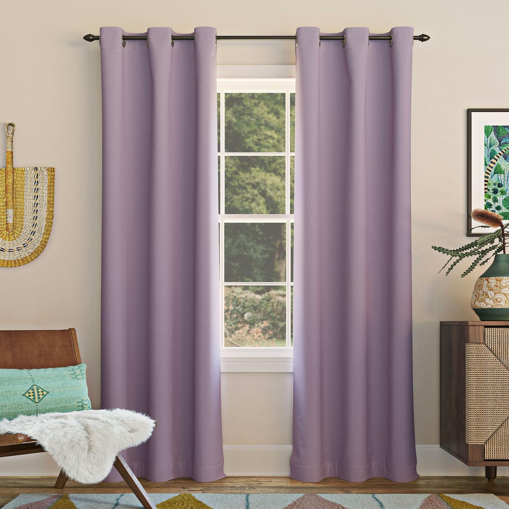 Sun Zero Easton Energy Saving Blackout Grommet Curtain Panel, 40" x 63", Lavender