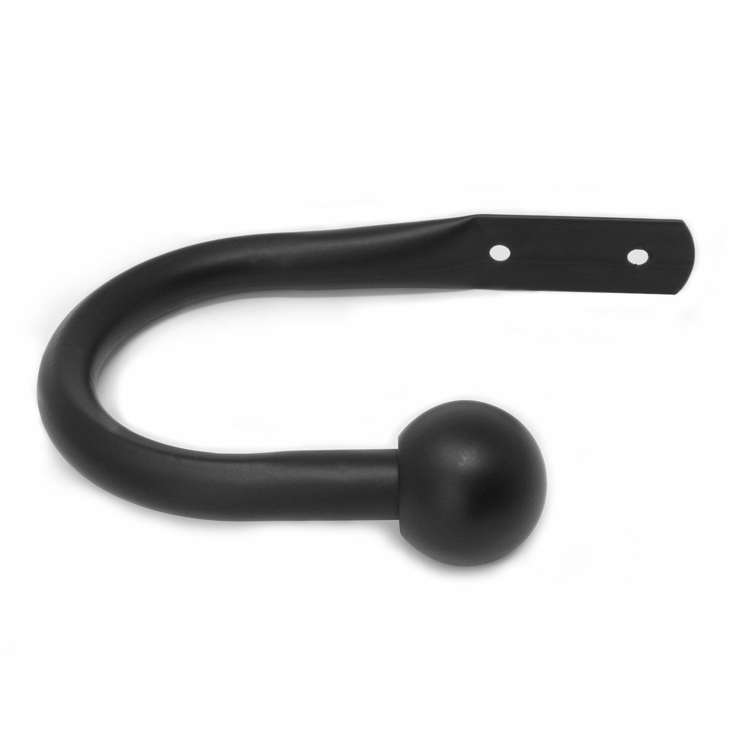 Chicology Classic Ball Finial Tie Pair Hook Backs, Set of 2, Essential Black (100% Steel)