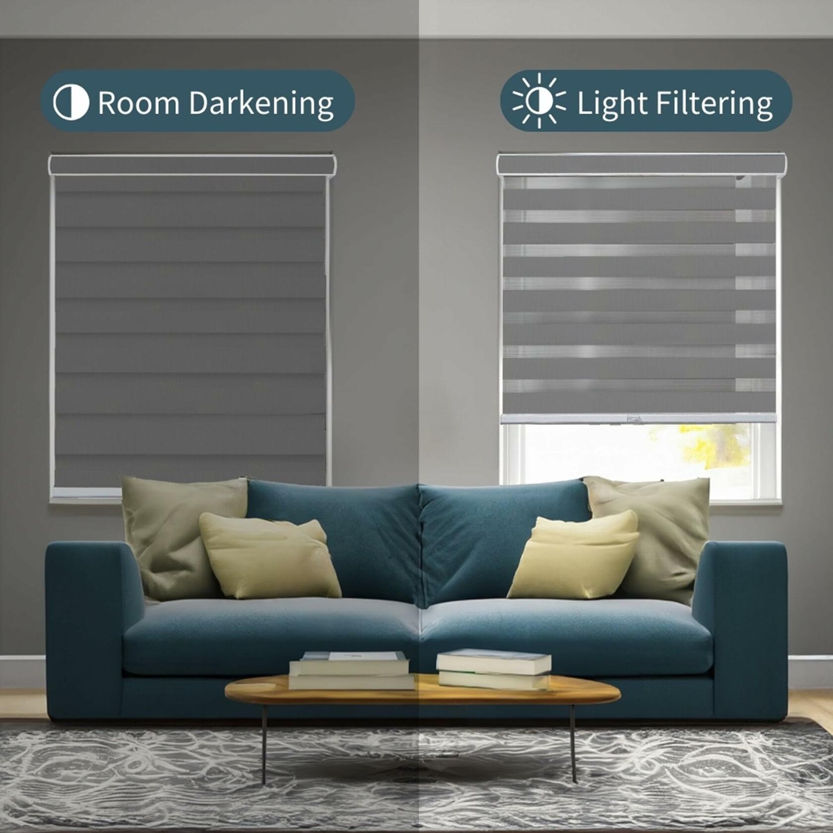 CHICOLOGY Zebra Blinds , Roller Window Shades , Blinds for Windows , Roller Shades for Windows , Window Shades for Home , Window Shades , Pull Down Shades for Windows , 52"W X 72"H , Basic Slate