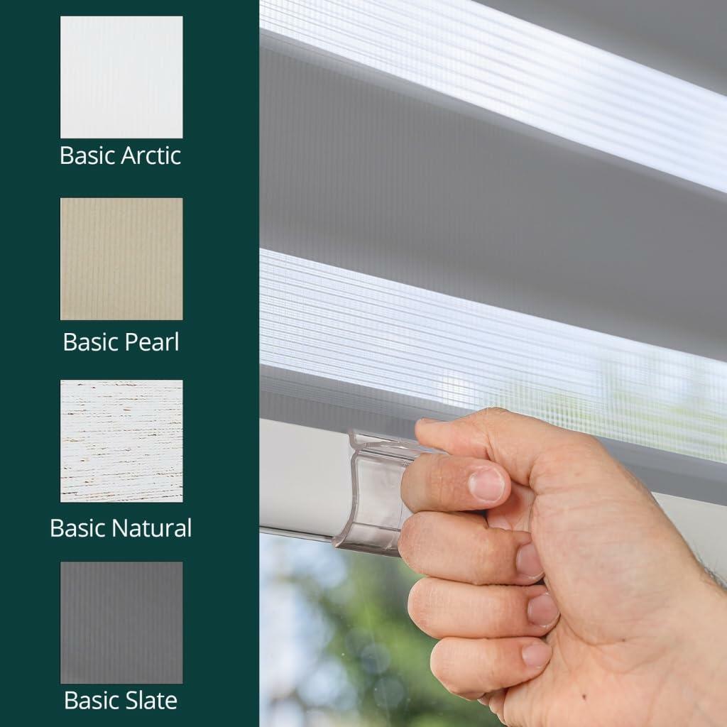 CHICOLOGY Zebra Blinds , Roller Window Shades , Blinds for Windows , Roller Shades for Windows , Window Shades for Home , Window Shades , Pull Down Shades for Windows , 52"W X 72"H , Basic Slate