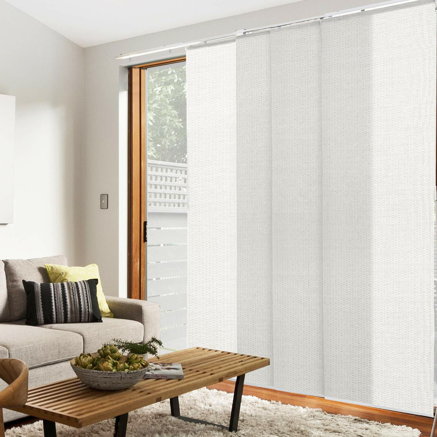 CHICOLOGY Vertical Blinds, Room Divider, Door Blinds,Blinds for Sliding Glass Doors, Temporary Wall, Closet Curtain, Room Door, Woven White (Natural Woven) W:46-86 x H:Up-to 96 inches