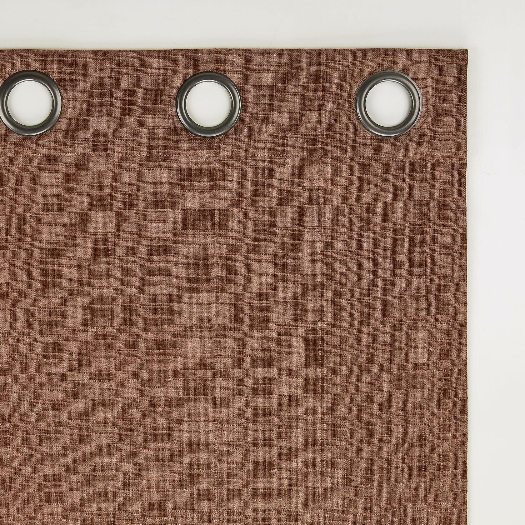 Sun Zero Channing Grid Texture Draft Shield Fleece Insulated Total Blackout Grommet Curtain Panel, 50" x 84", Terracotta Orange