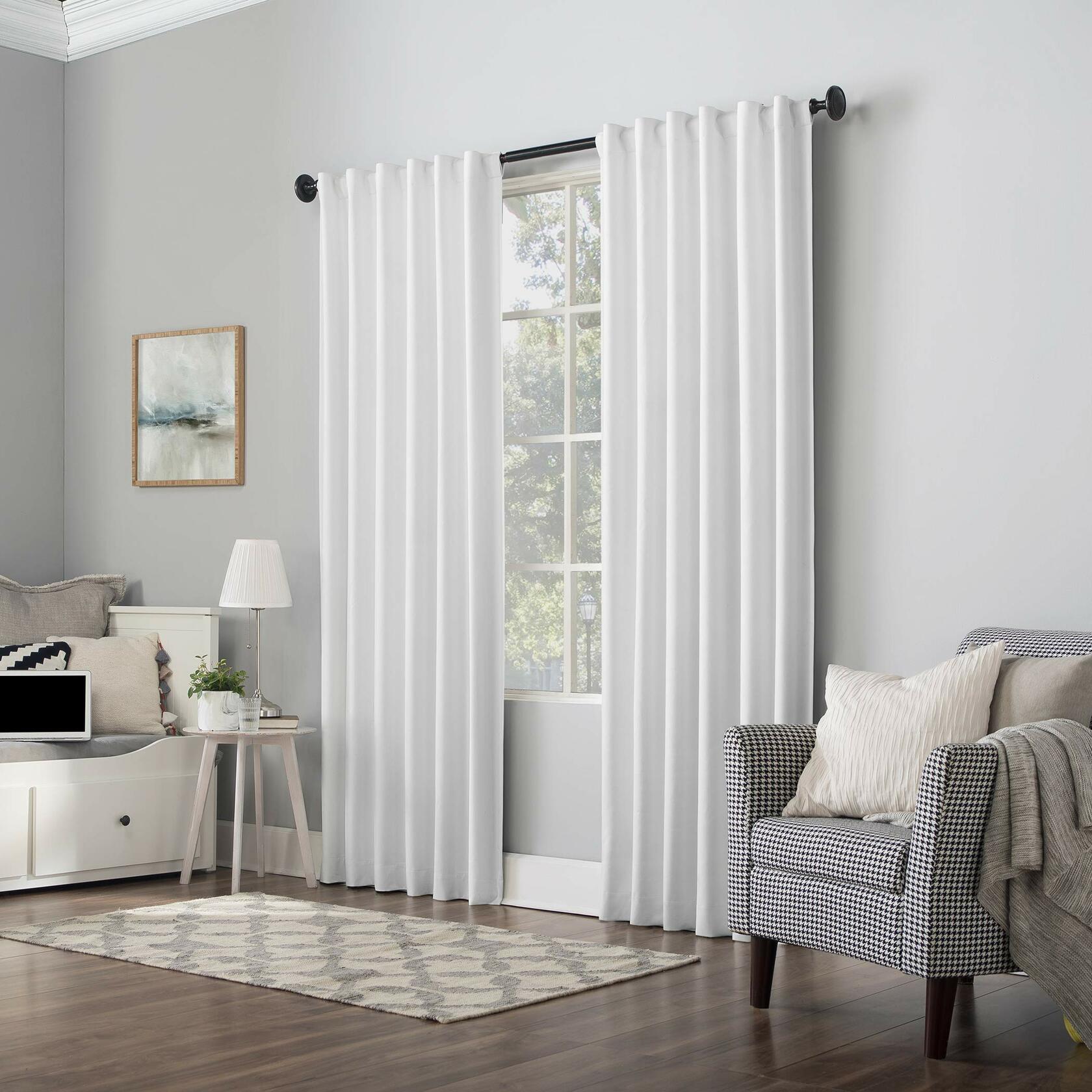 Sun Zero Hampshire Velvet Noise Reducing Thermal Extreme Total Blackout Back Tab Curtain Panel, 50" x 96", Pearl