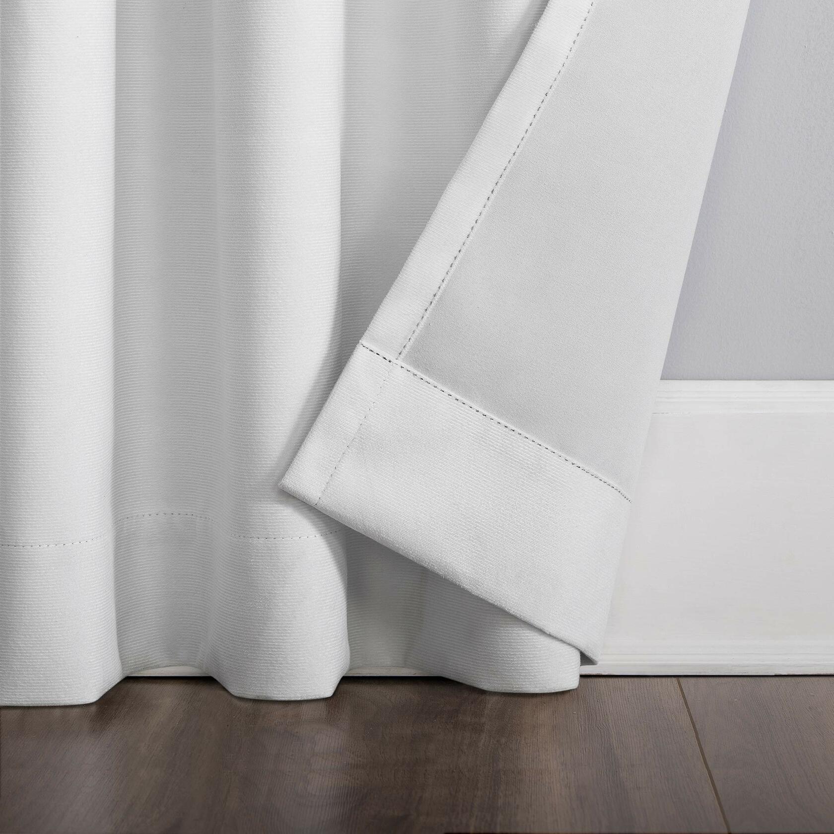 Sun Zero Hampshire Velvet Noise Reducing Thermal Extreme Total Blackout Back Tab Curtain Panel, 50" x 96", Pearl