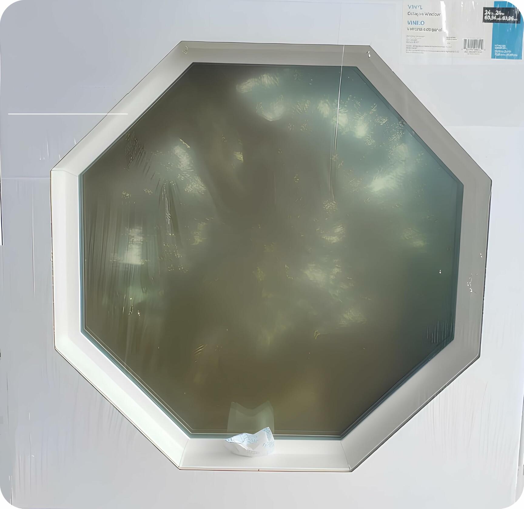 Reliabilt 24"x24" Vinyl Octagon Fixed Window with Insulated Clear Glass, Heavy-Duty Frame, Energy Efficient - White (Without Grill)