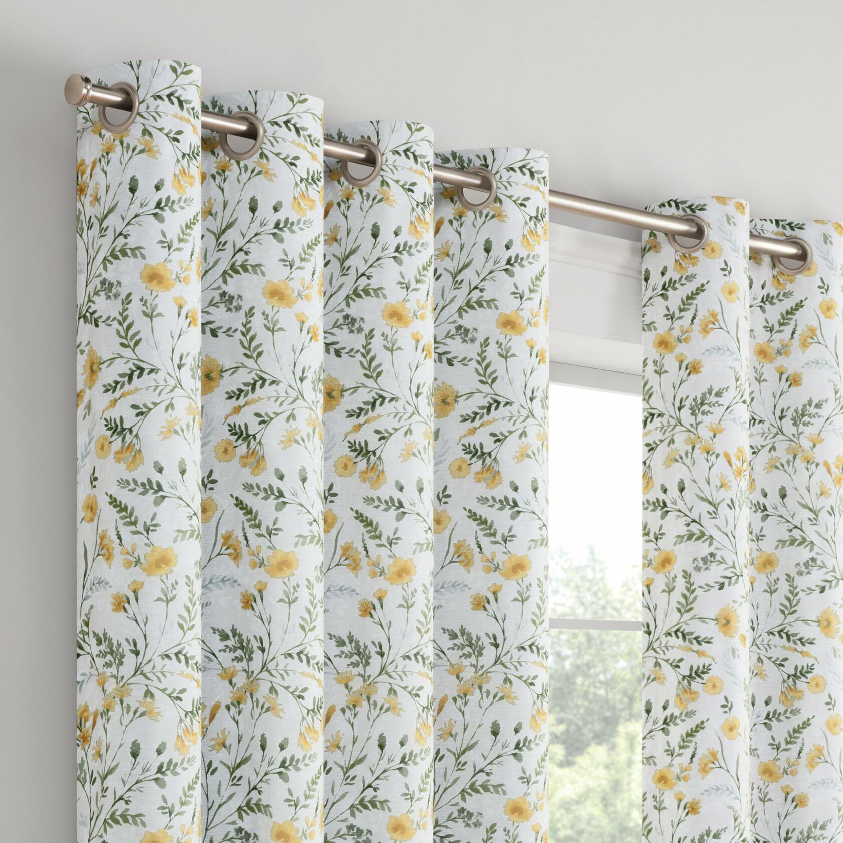 Eclipse Dutchess Botanical 100% Blackout Lined Grommet Curtains, Thermal Insulated Window Curtains for Living Room, Bedroom or Media Room, (1 Panel), 63 in Long x 50 in Wide, Aloe