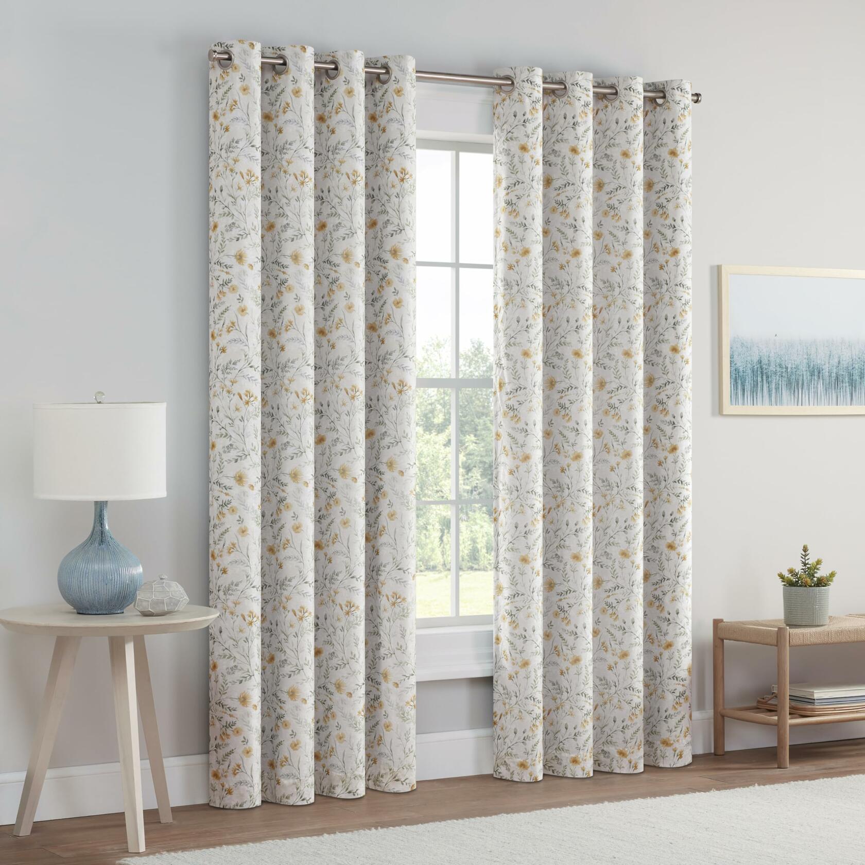 Eclipse Dutchess Botanical 100% Blackout Lined Grommet Curtains, Thermal Insulated Window Curtains for Living Room, Bedroom or Media Room, (1 Panel), 63 in Long x 50 in Wide, Aloe