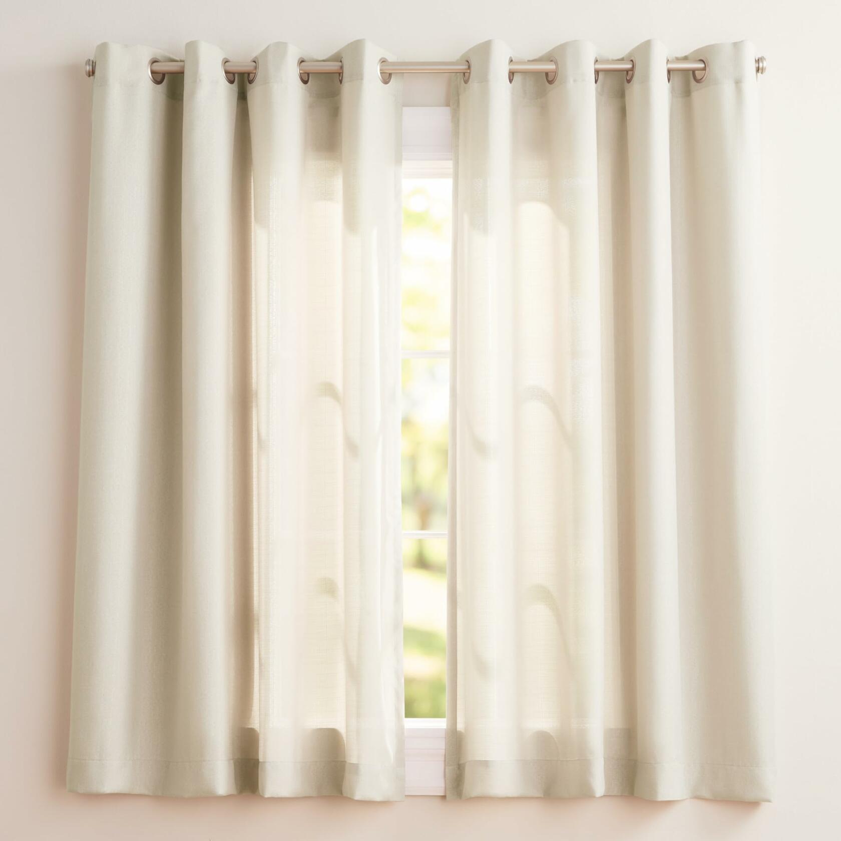 Exclusive Home Loha Linen Grommet Top Curtain Panel Pair, 54"x63", Ivory