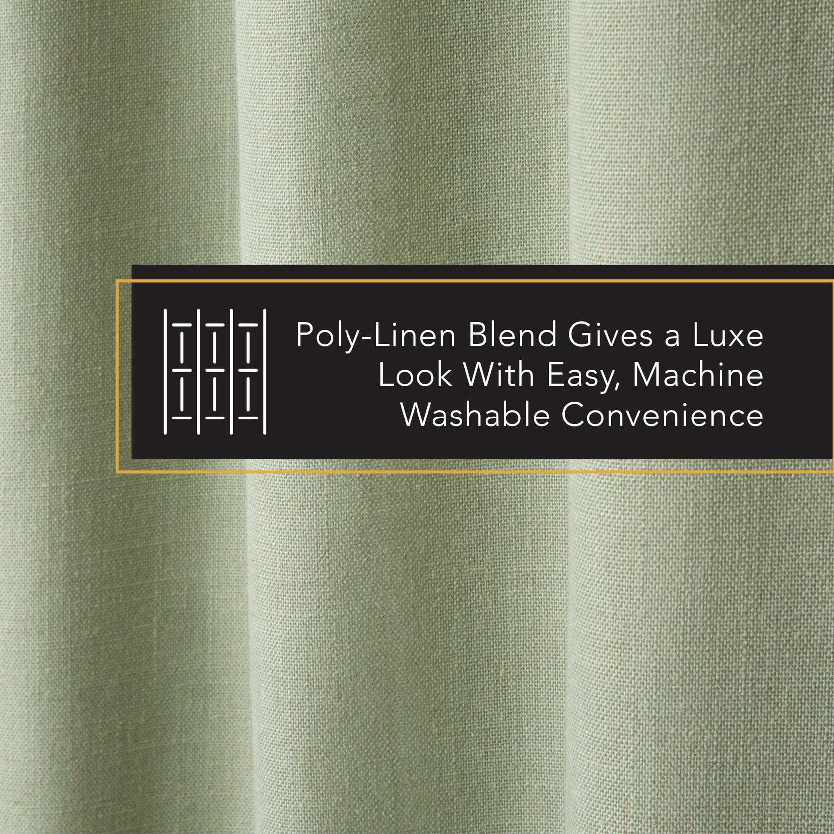 TOWN & COUNTRY LUXE Davos Solid Linen Texture Indoor Curtains, 100% Blackout with Energy Efficient Lining, Back Tab/Rod Pocket Top, 2-Pack Set, Sage Green, 50"x108"