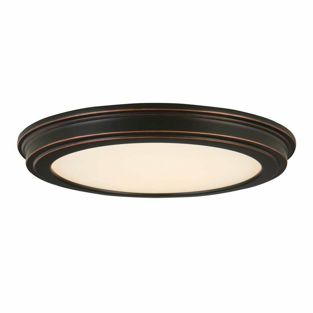 Commercial Electric 13 in. Oil Rubbed Bronze LED Ceiling Flush Mount with White Acrylic Shade (2-Pack)
