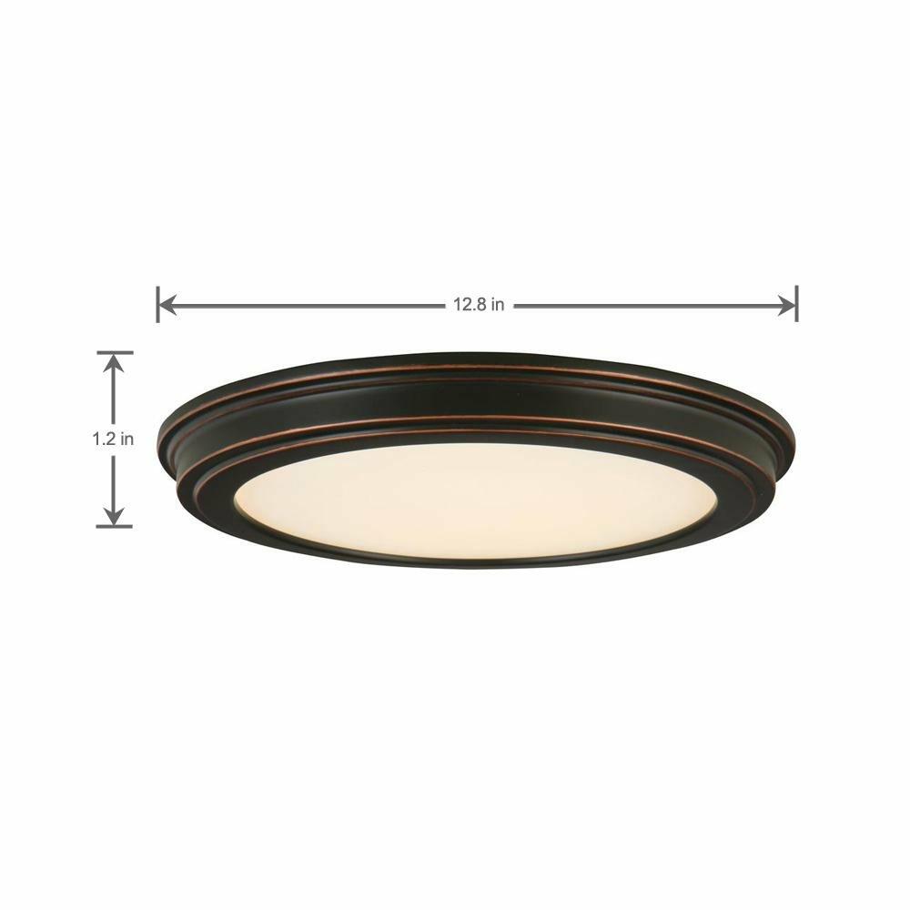 Commercial Electric 13 in. Oil Rubbed Bronze LED Ceiling Flush Mount with White Acrylic Shade (2-Pack)