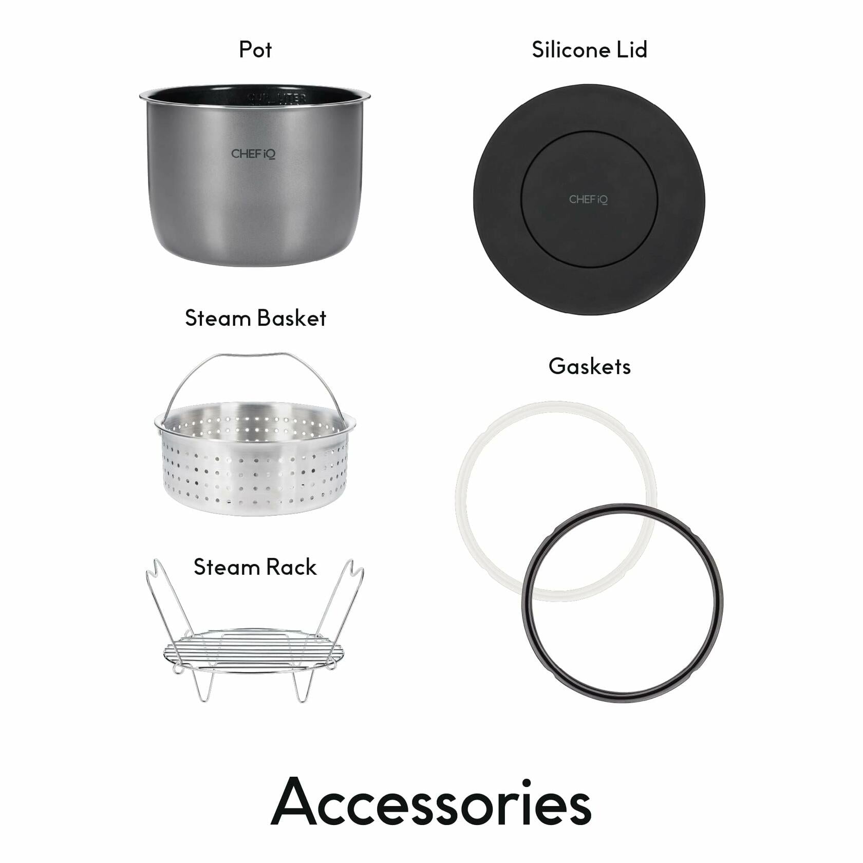 CHEF iQ Smart Pressure Cooker with WiFi and Built-in Scale - Easy-to-Use 10-in-1 Multicooker with 500+ Guided Recipes - Rice Cooker, Slow Cooker, Instant Meals for Foodies - 6 Quart - Family Size