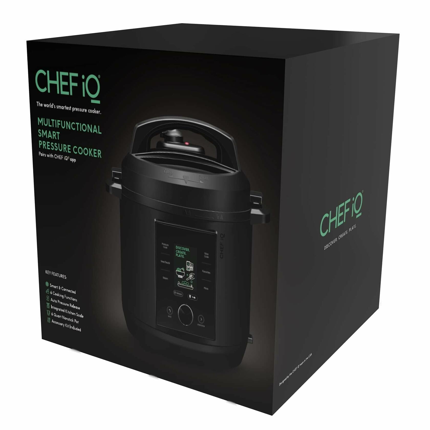 CHEF iQ Smart Pressure Cooker with WiFi and Built-in Scale - Easy-to-Use 10-in-1 Multicooker with 500+ Guided Recipes - Rice Cooker, Slow Cooker, Instant Meals for Foodies - 6 Quart - Family Size