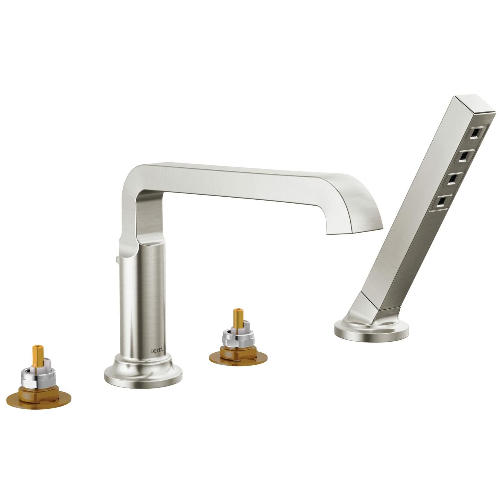 Delta Faucet Tetra Brushed Nickel Roman Tub Faucet, Brushed Nickel Tub Faucet, Roman Bathtub Faucet, Tub Filler, Lumicoat Stainless T4789-SS-PR-LHP (Valve and Handles Not Included)