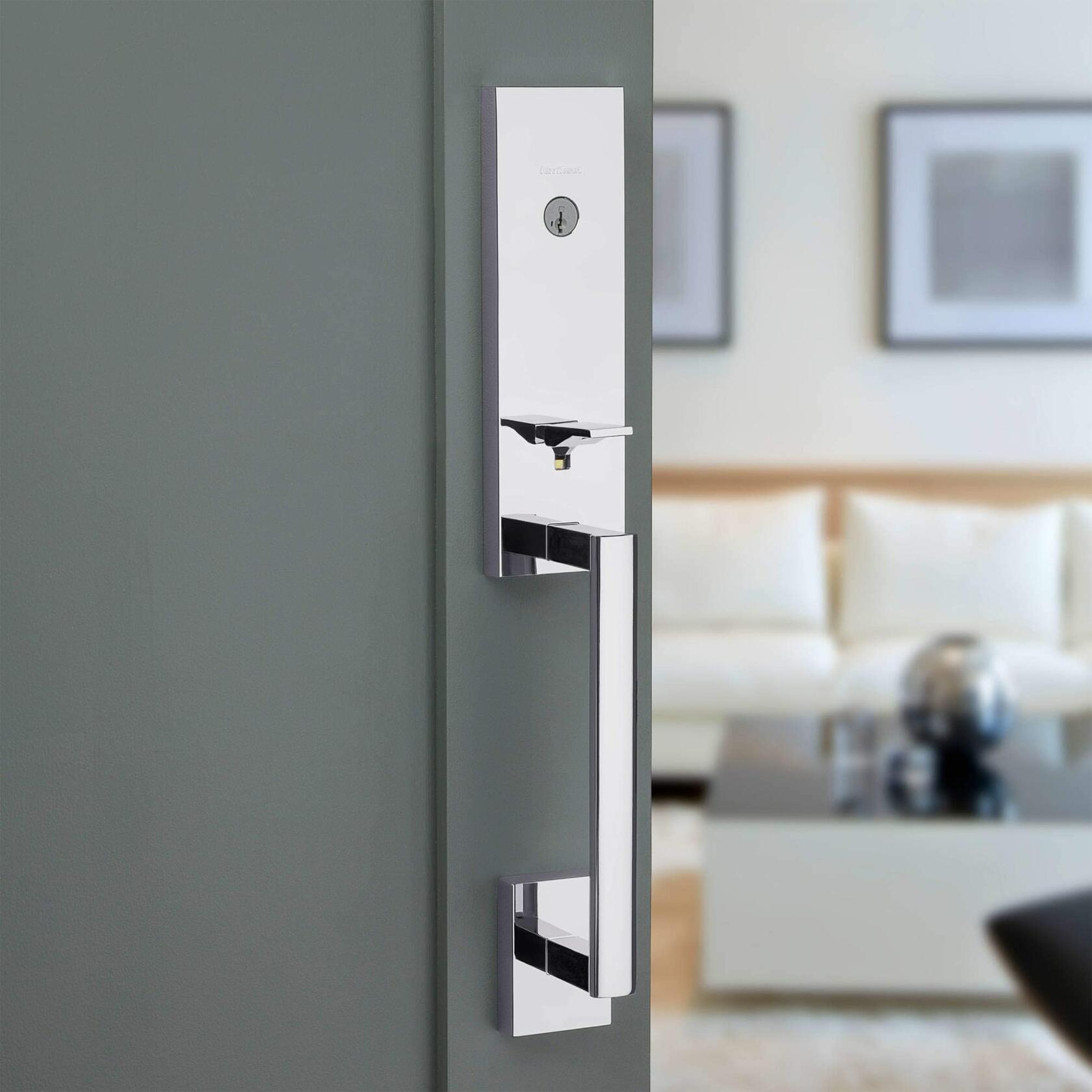 Kwikset 818VNHLIP-514S Single Cylinder Vancouver Exterior Handleset with SmartKey with RCAL Latch and RCS Strike Iron Black Finish