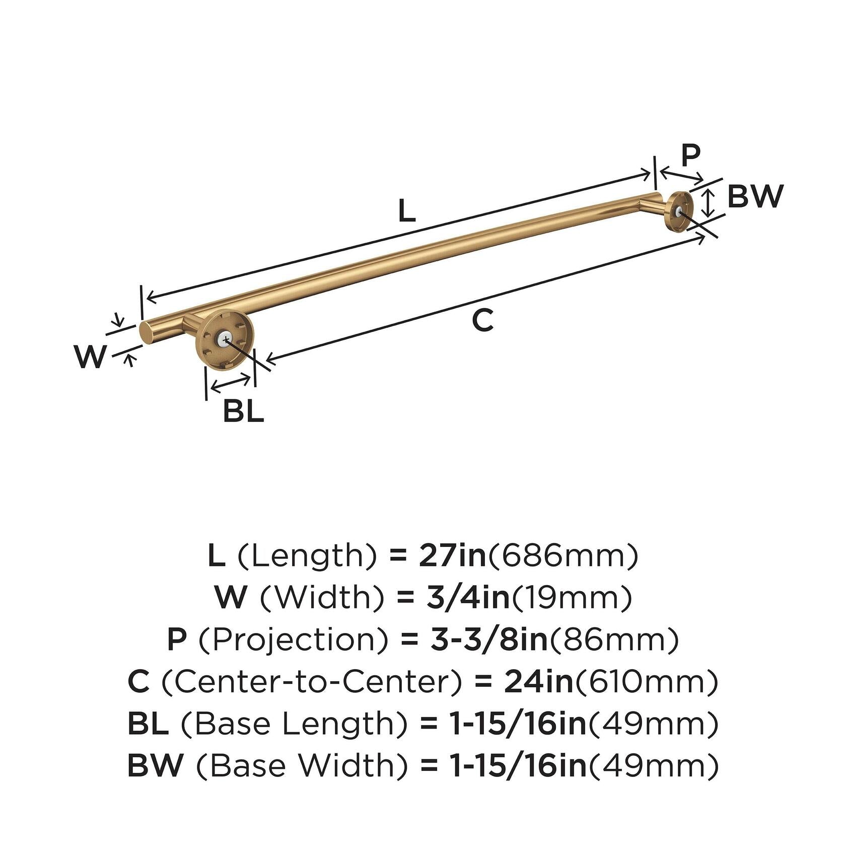 Amerock BH26544CZ | Champagne Bronze Towel Bar | 24 in (610 mm) Towel Rack | Arrondi | Bathroom Towel Holder | Bathroom Hardware | Bath Accessories