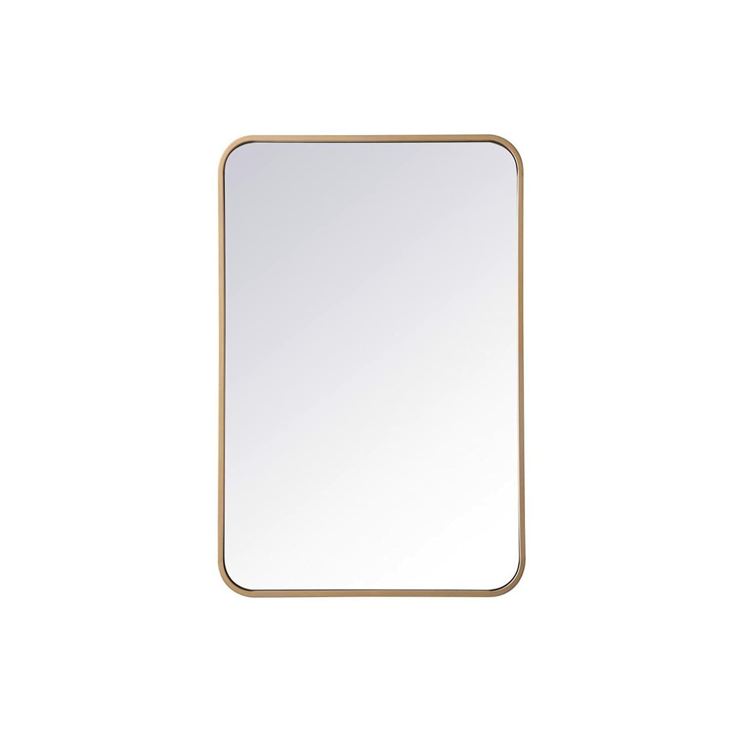 Elegant Decor Evermore 20x30 Soft Corner Metal Rectangular Mirror in Brass