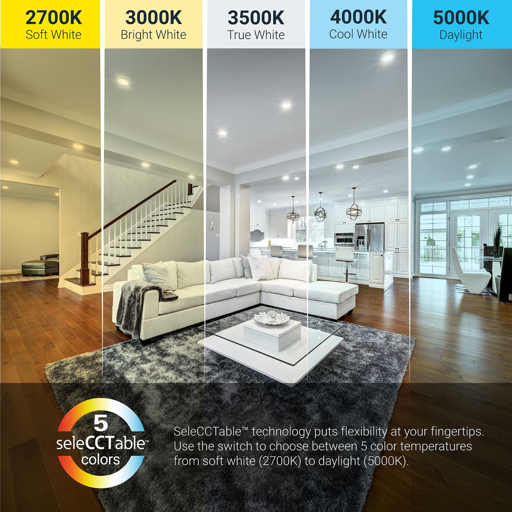 HALO HLBPH 6 inch Canless Recessed Downlight w/Remote Driver/Junction Box Integrated LED Kit Selectable 2700K, 3000K, 3500K, 4000K, 5000K CCT New Construction 6 inch White