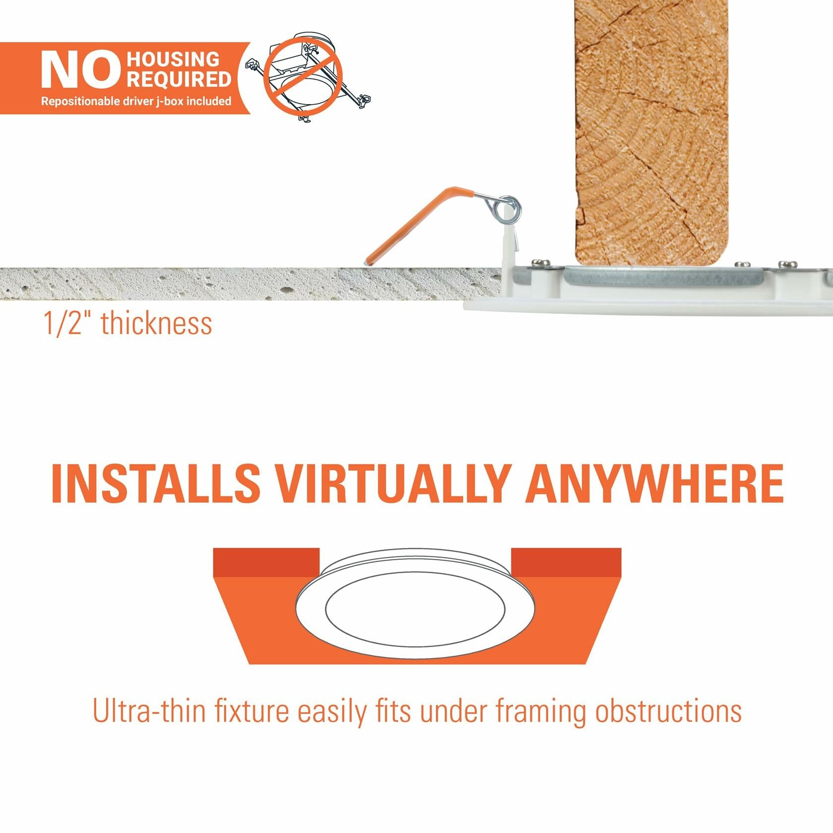HALO HLBPH 6 inch Canless Recessed Downlight w/Remote Driver/Junction Box Integrated LED Kit Selectable 2700K, 3000K, 3500K, 4000K, 5000K CCT New Construction 6 inch White