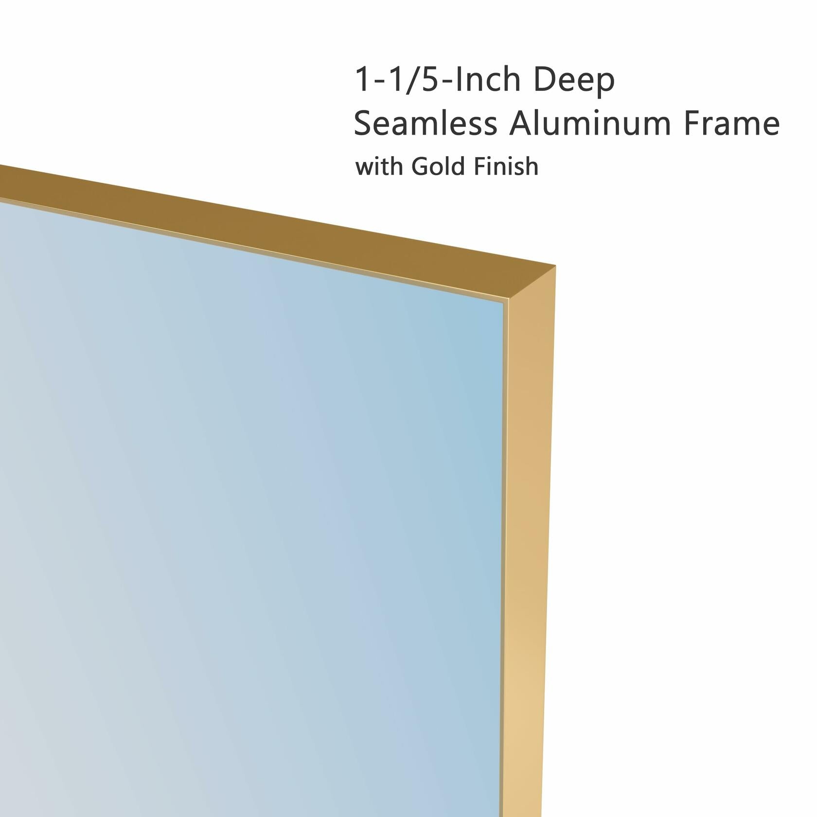 VocalStar 24 x 36 Inch Gold Bathroom Mirror, Square Corner Rectangle Brass Metal Framed Bathroom Vanity Mirrors for Wall, 1/4-inch Shatterproof Glass | Ultra-Flush Hanging