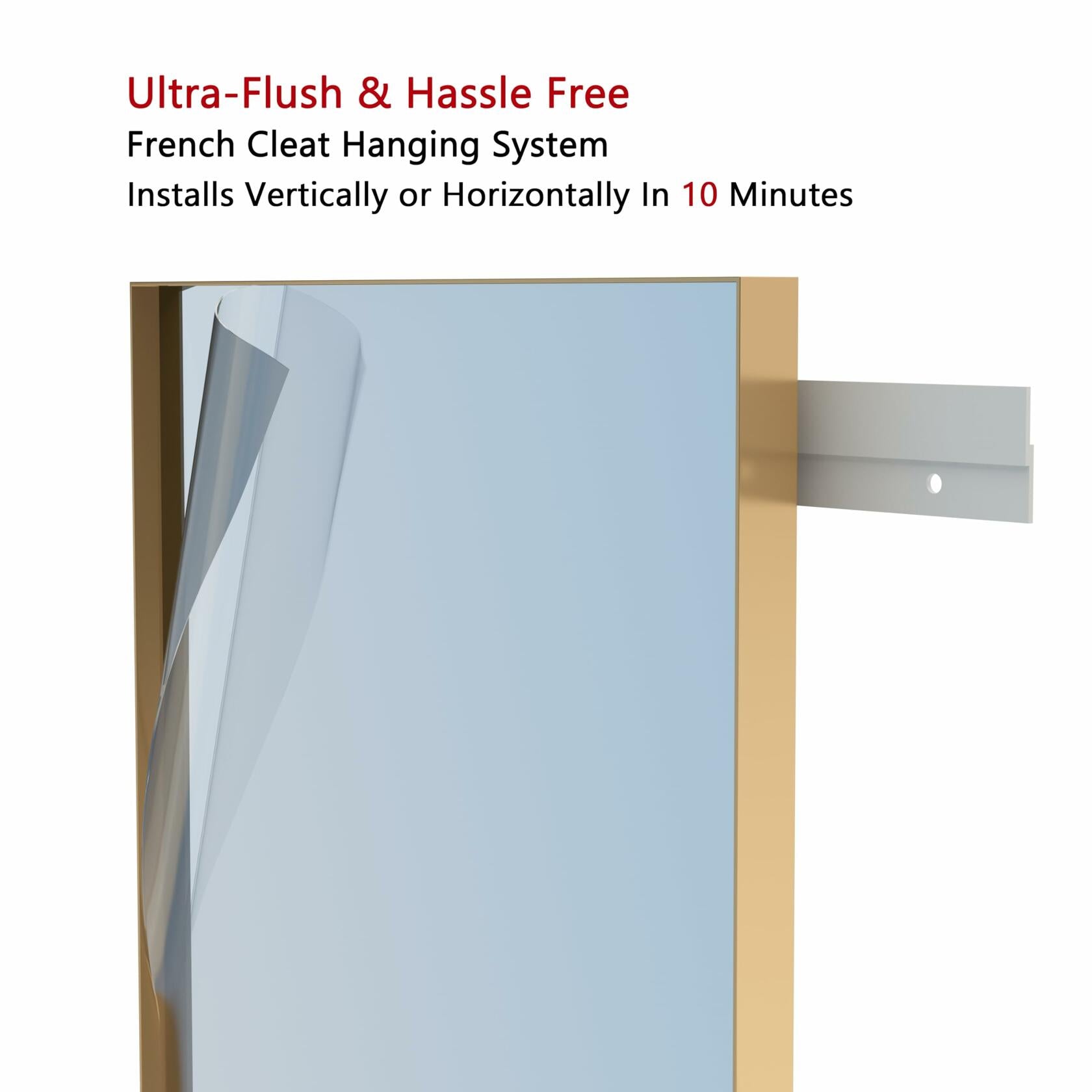 VocalStar 24 x 36 Inch Gold Bathroom Mirror, Square Corner Rectangle Brass Metal Framed Bathroom Vanity Mirrors for Wall, 1/4-inch Shatterproof Glass | Ultra-Flush Hanging