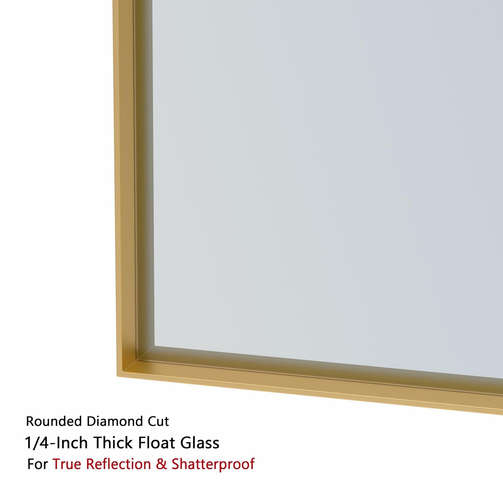 VocalStar 24 x 36 Inch Gold Bathroom Mirror, Square Corner Rectangle Brass Metal Framed Bathroom Vanity Mirrors for Wall, 1/4-inch Shatterproof Glass | Ultra-Flush Hanging