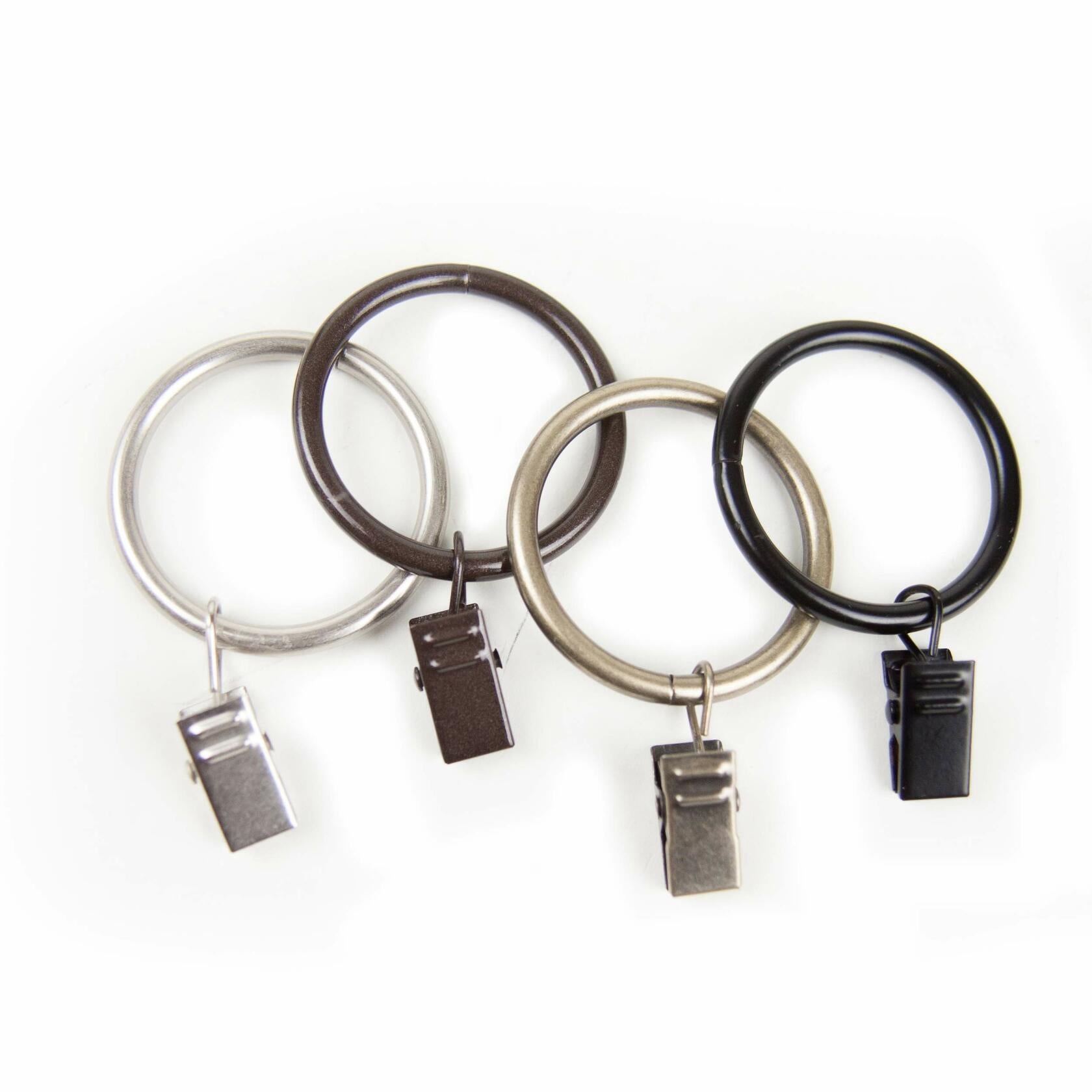 Rod Desyne 10 Count Curtain Rings with Clip, 1-3/8-Inch, Antique Brass