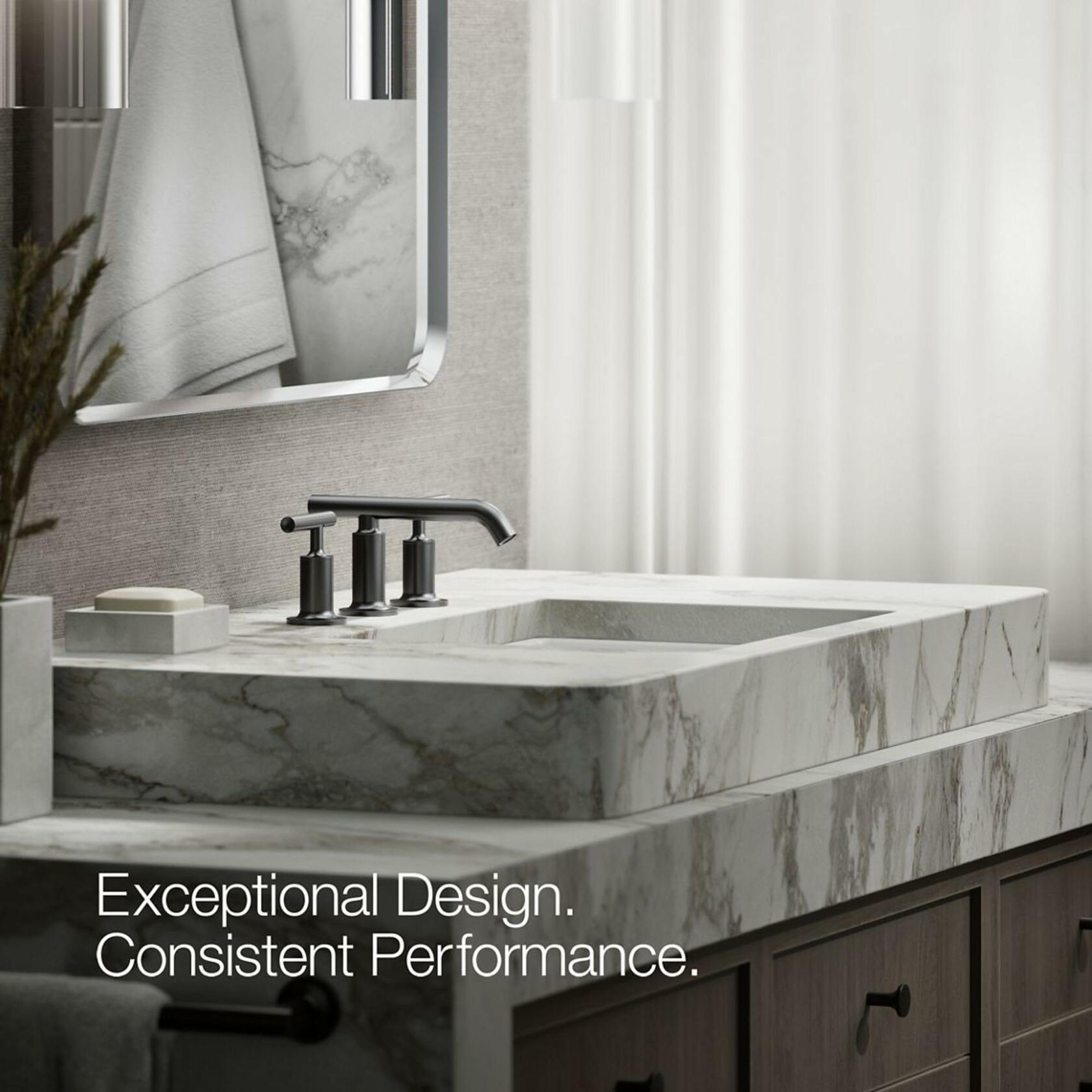 KOHLER Purist Widespread Bathroom Sink Faucet with Low Lever Handles and Low Spout