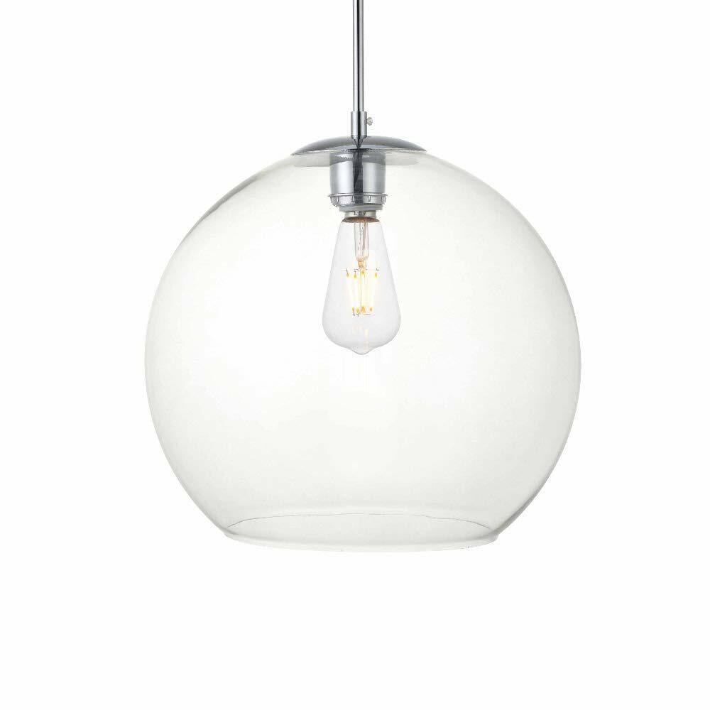 Living District Indoor Modern Home Decorative Bright Ceiling Baxter 1 Light Chrome Pendant with Clear Glass