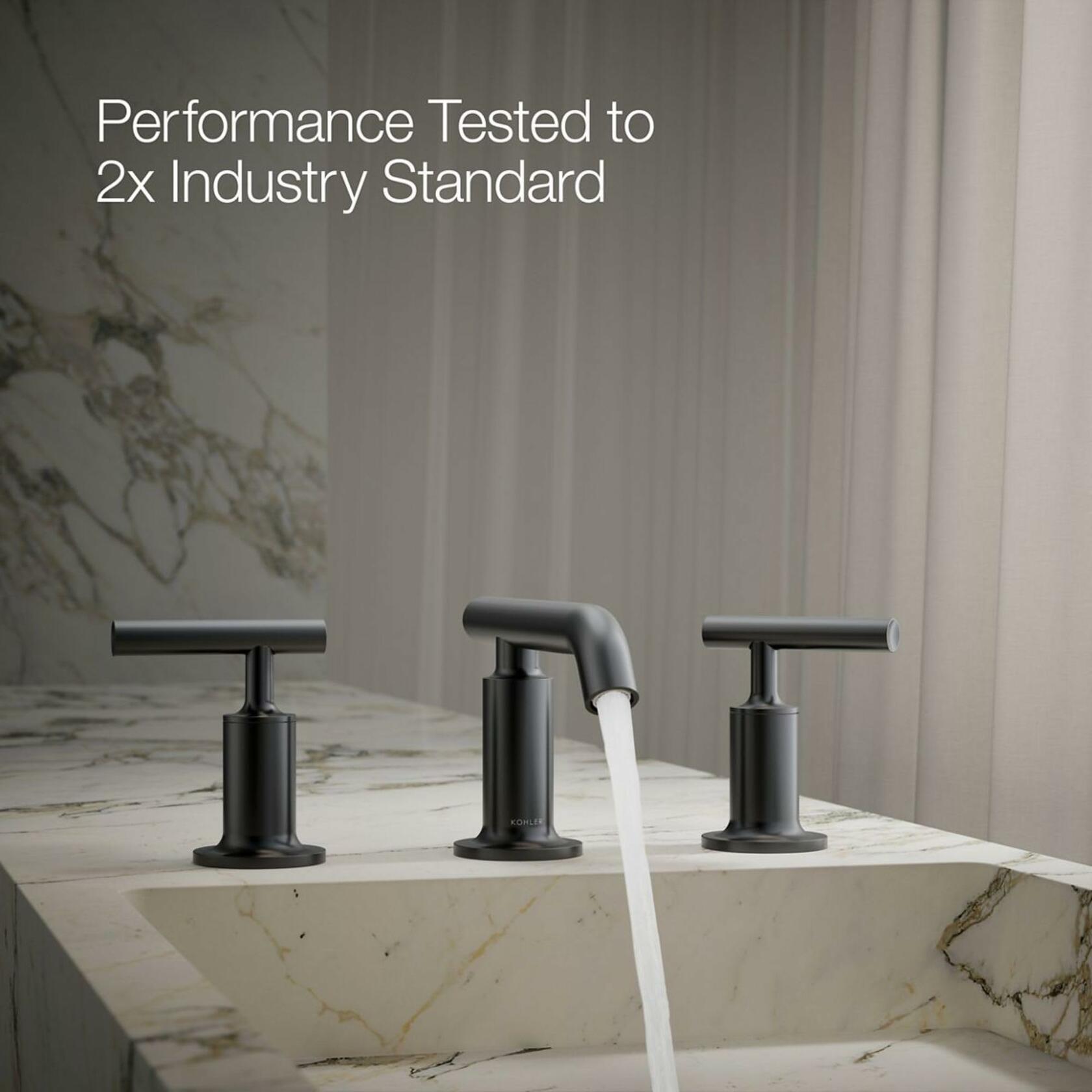 KOHLER Purist Widespread Bathroom Sink Faucet with Low Lever Handles and Low Spout