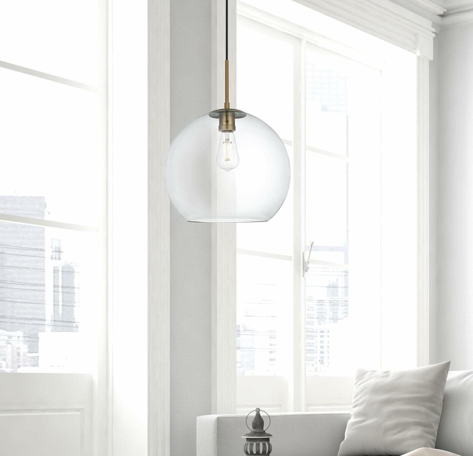 Living District Indoor Modern Home Decorative Bright Ceiling Baxter 1 Light Chrome Pendant with Clear Glass
