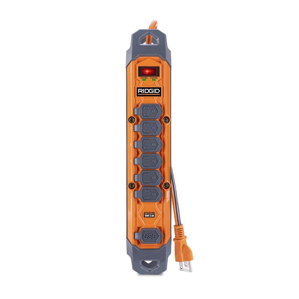 8 ft. Cord 6-Outlet, 2.4 Amp USB-A, 15-Watt USB-C, 2100J Surge Protector