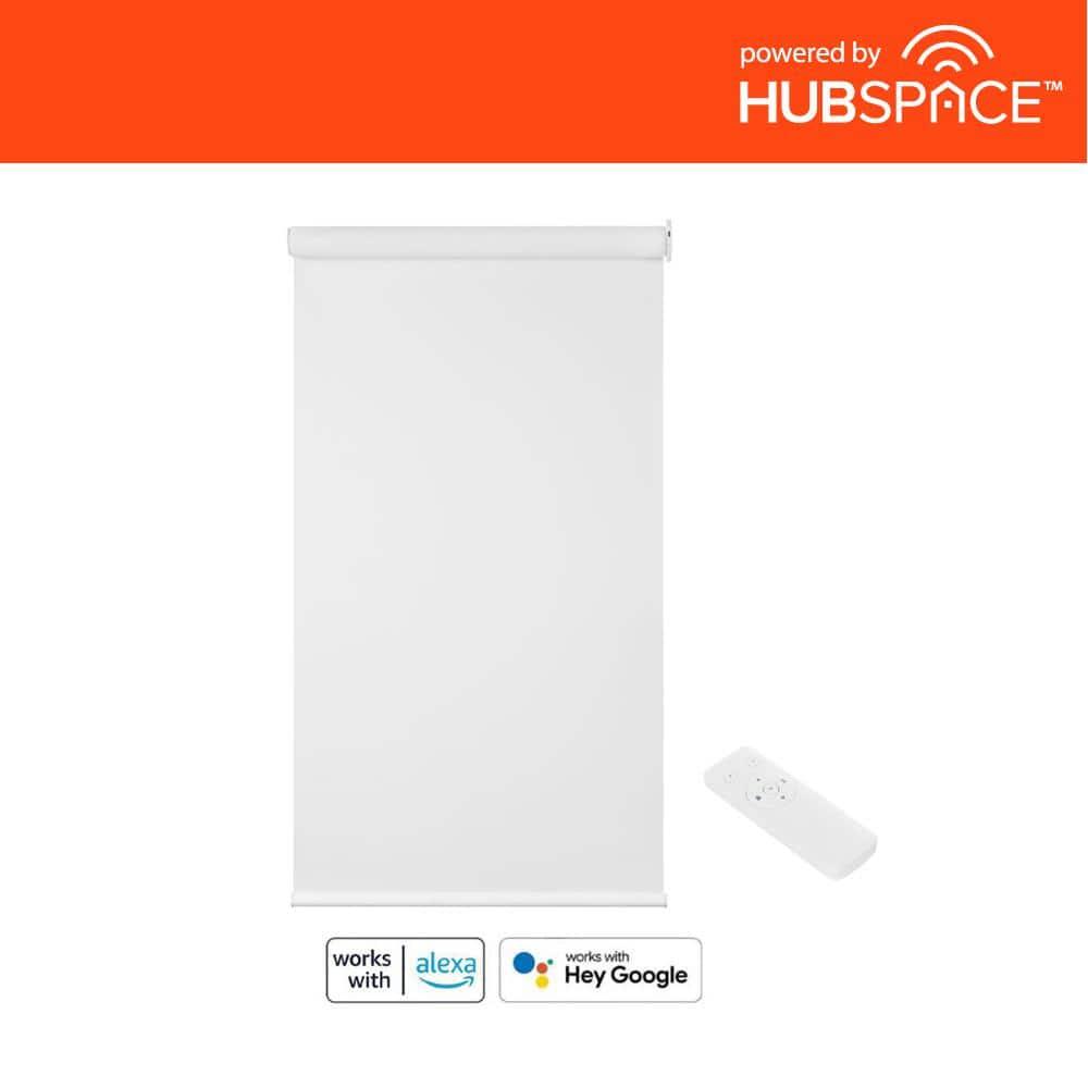 White Cordless Blackout Polyester Fabric Smart Roller Shades 31 in. x 72 in. L Powered by Hubspace (No Gateway)