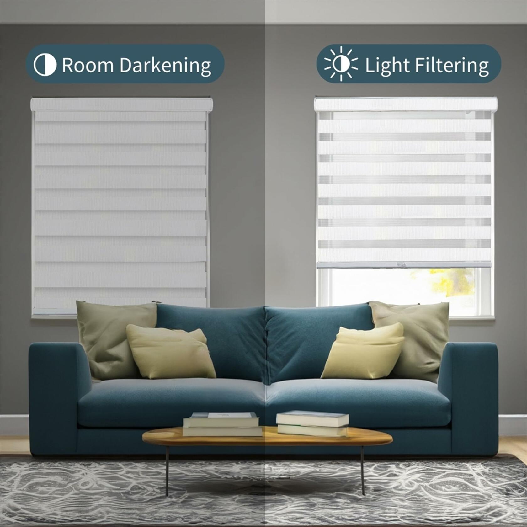 CHICOLOGY Zebra Blinds , Roller Window Shades , Blinds for Windows , Roller Shades for Windows , Window Shades for Home , Window Shades , Pull Down Shades for Windows , 35"W X 72"H , Basic Arctic