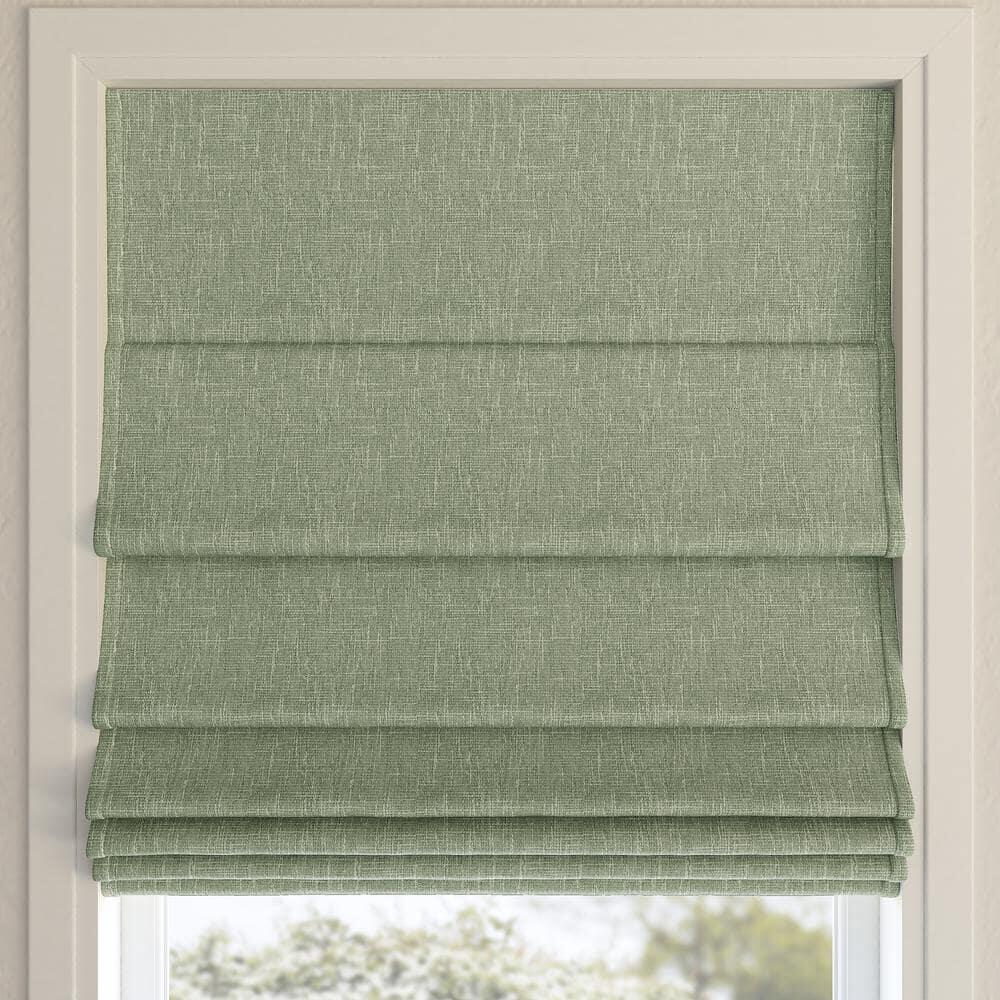Sun Zero Pryer Textured 100% Blackout Cordless Roman Shade  35 x64   Sage Green