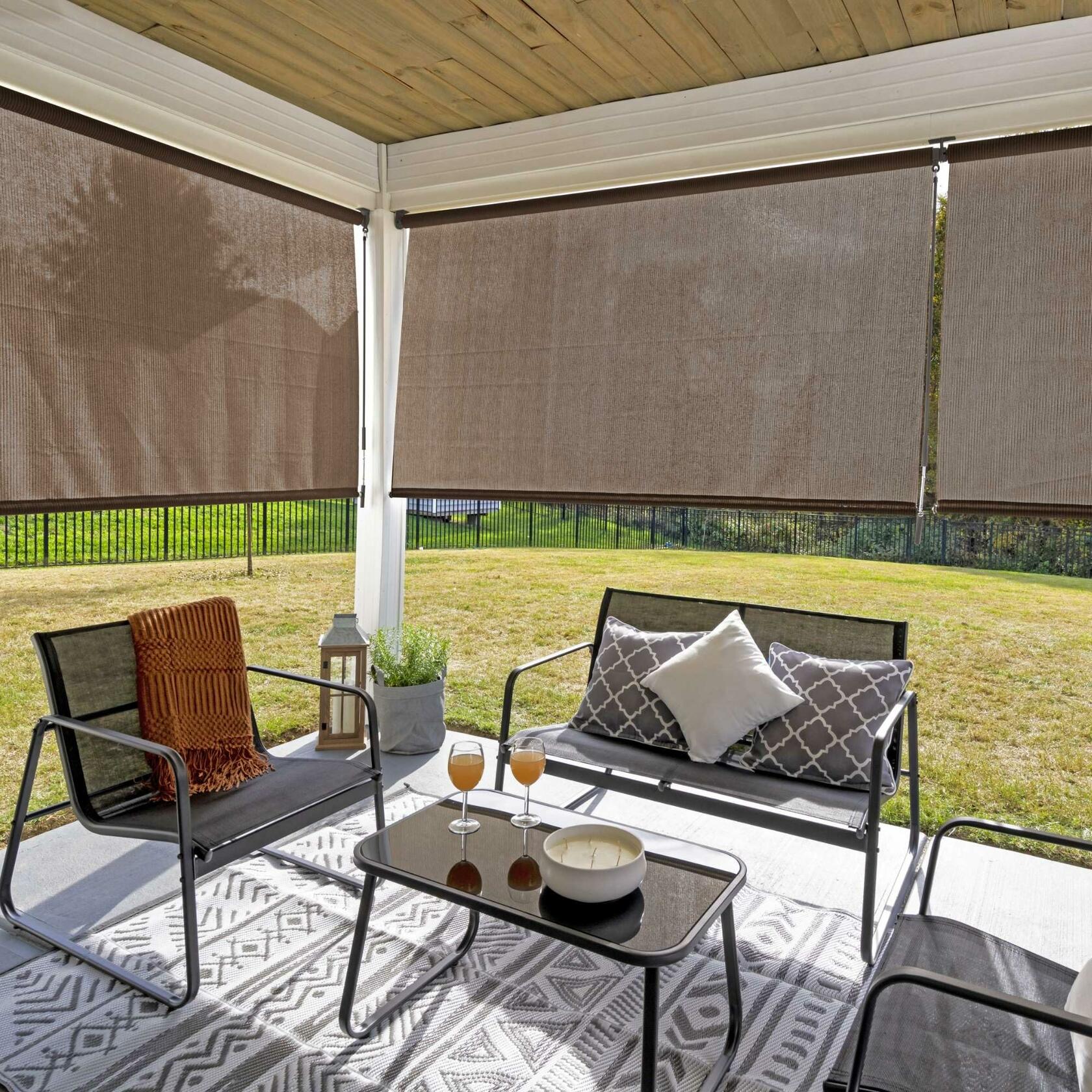Coolaroo 462178 Roller Shade, 4' x 8', Walnut