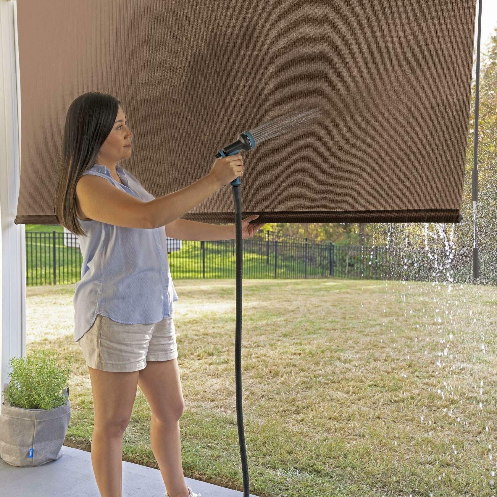 Coolaroo 462178 Roller Shade, 4' x 8', Walnut