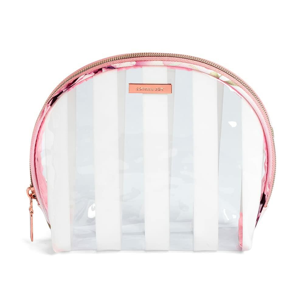 Conair Small Makeup Bag, Cosmetic Bag for Everyday Touch-Ups or Jewelery, Perfect Size for Purse or Carry-On, Small Organizer Shape in Pink Floral Print