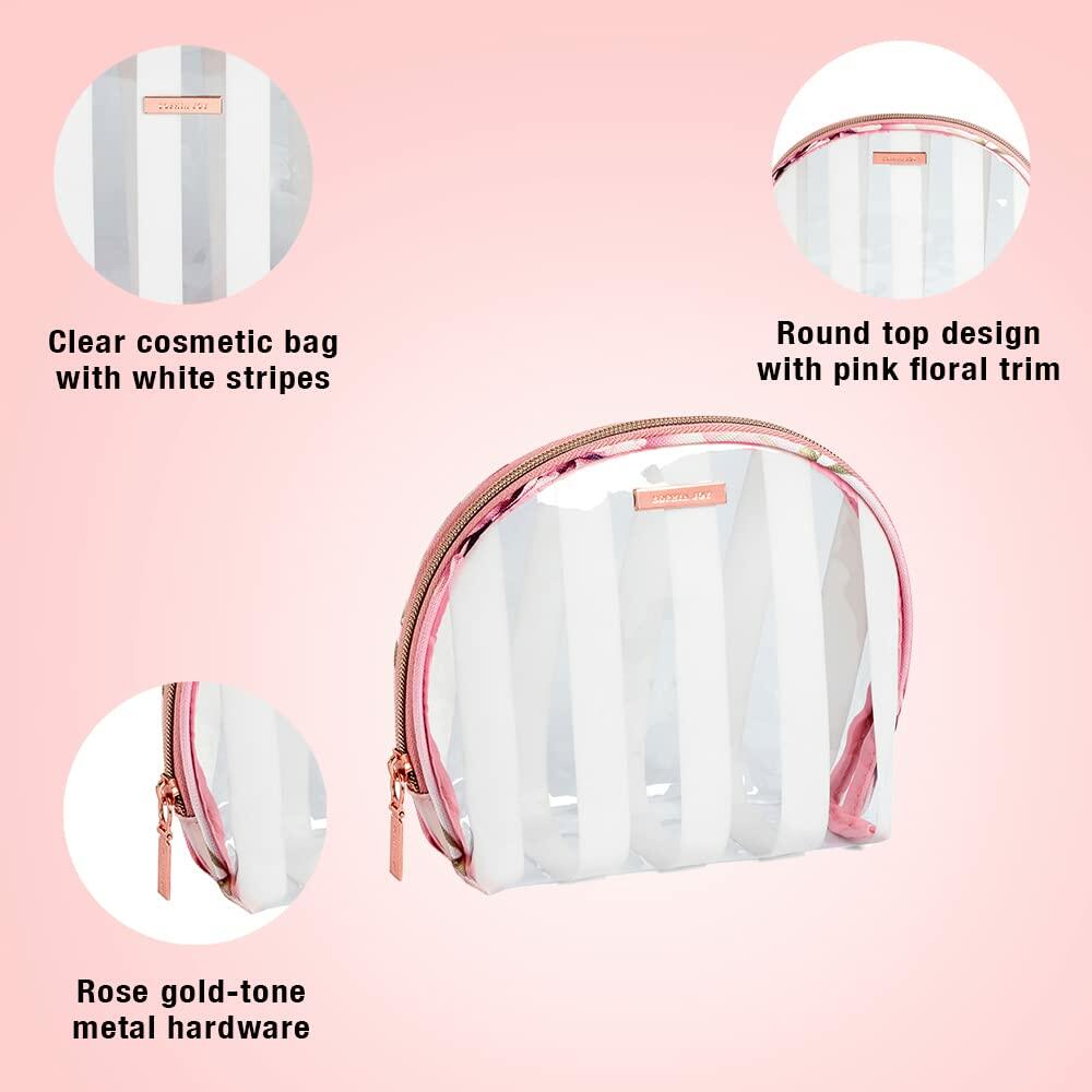 Conair Small Makeup Bag, Cosmetic Bag for Everyday Touch-Ups or Jewelery, Perfect Size for Purse or Carry-On, Small Organizer Shape in Pink Floral Print