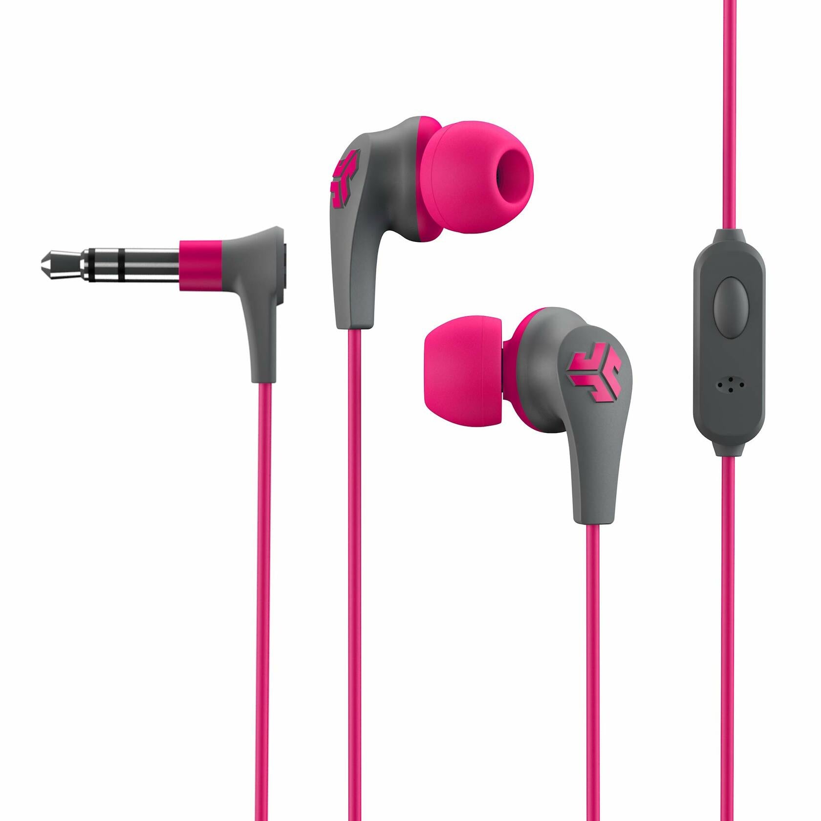 JLab JBuds Pro Signature Earbuds, Pink, Titanium 10mm Drivers, Music Controls, Universal Mic, Custom Fit with Cush Fins