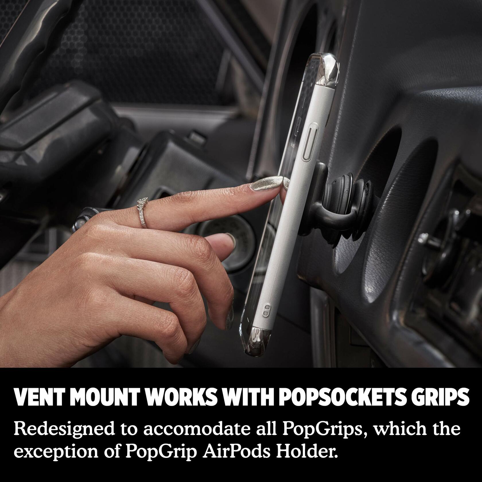 PopSockets: PopMount 2 Non-Adhesive Car Vent Mount Handsfree Support For Smartphones and Tablets - Black