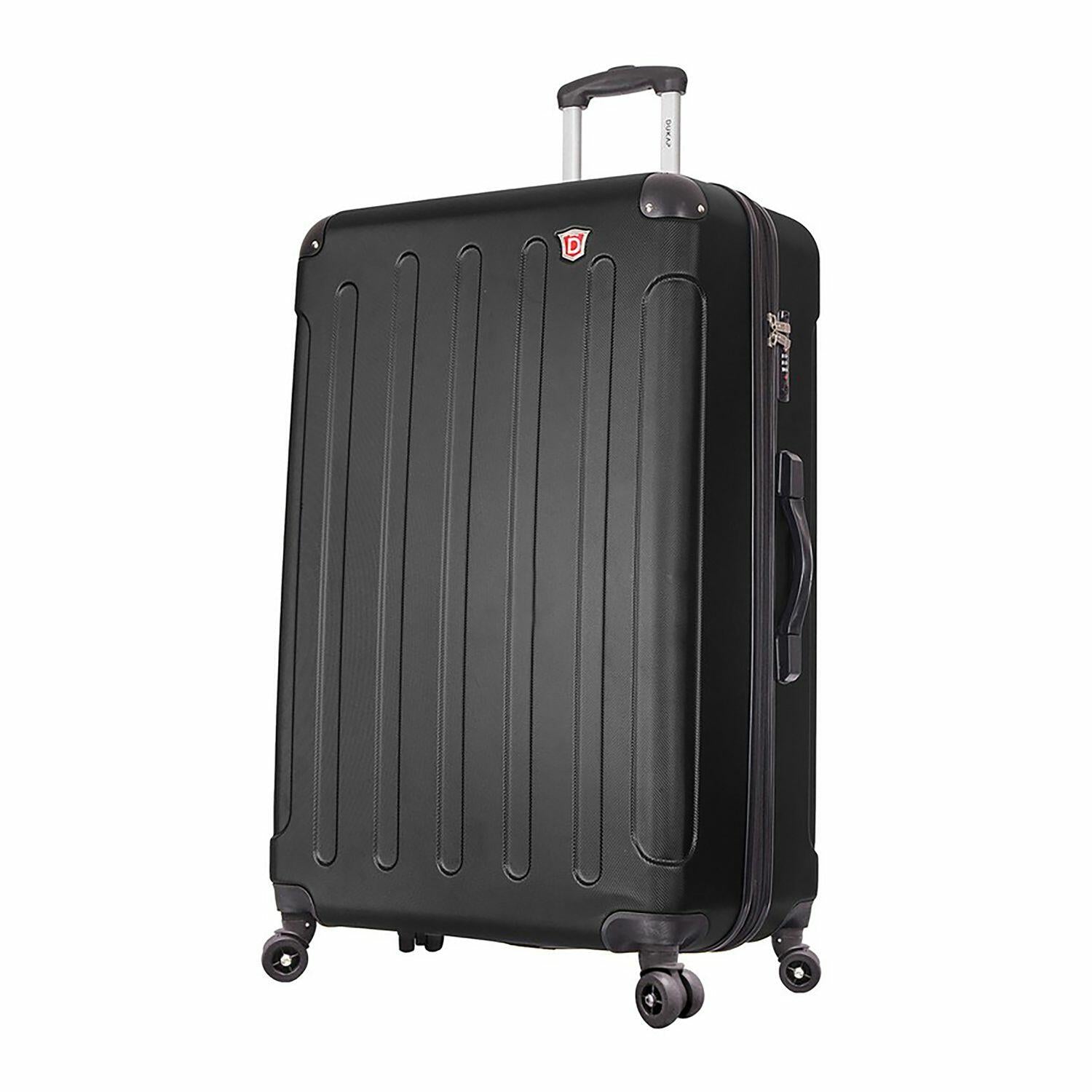 DUKAP Intely Hardside 31" Large Checked Spinner Suitcase with Integrated Digital Weight Scale - Black